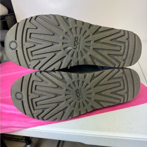 UGG Gray Boots with fur with bling gem button and bling back “Ugg” logo - Picture 8 of 9